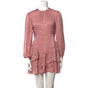 Maje Pink Ruffled Tiered Sheath Dress